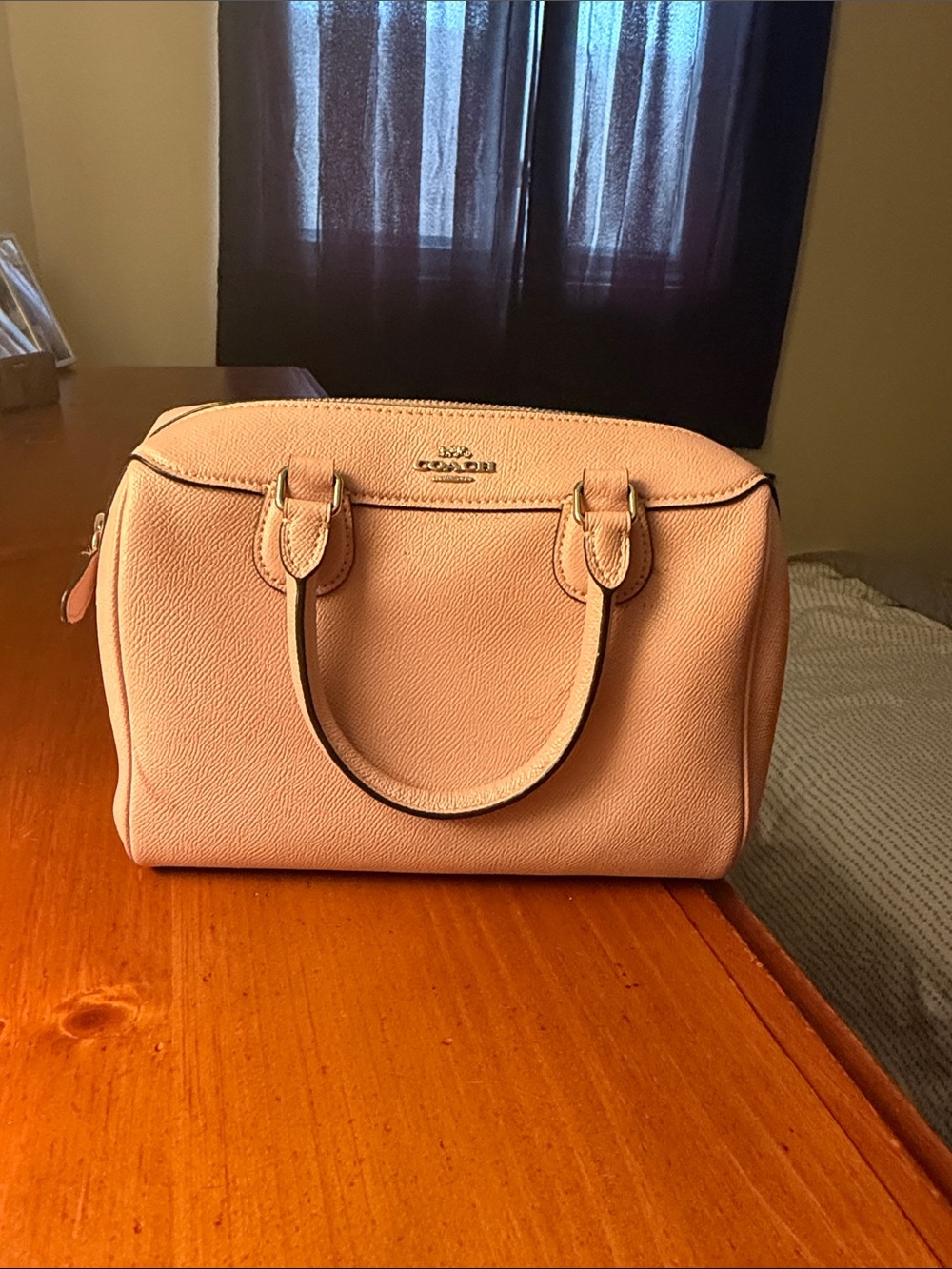 Coach Pebbled Leather Satchel in Blush Pink